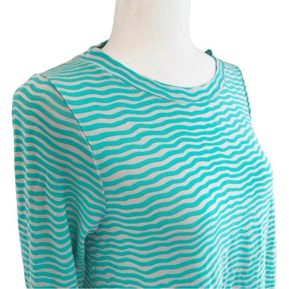 Gudrun Sjoden Lagenlook Green Striped Lyocell Tunic, size L - Picture 3 of 7